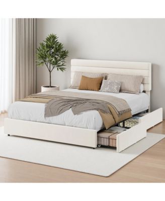 Velvet Bed Frame, Platform Bed with 4 Drawers with Tufted Headboard, Upholstered Platform Bed, No Box Spring Needed