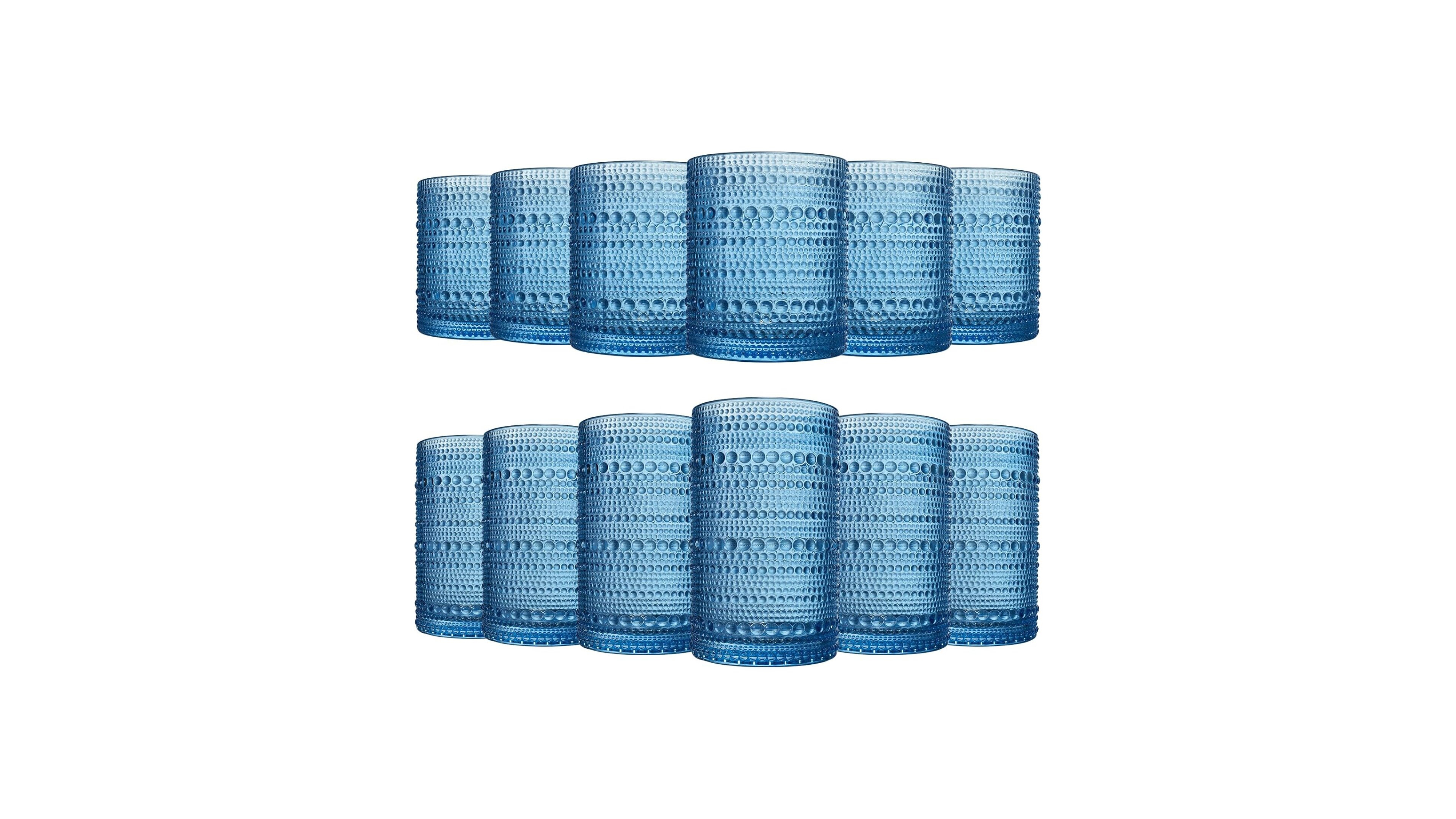 The Wine Savant Hobnail Beaded Highball Tumbler Glasses, Set of 12