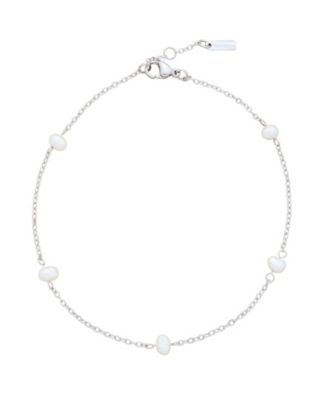 St Moran Tarnish-Resistant Silver Natural Freshwater Imitation Pearl Max Station Anklet - Silver 60$