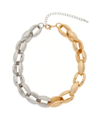 Mixed Metal Chunky Adjustable Collar to Necklace Genevieve Layering Necklace