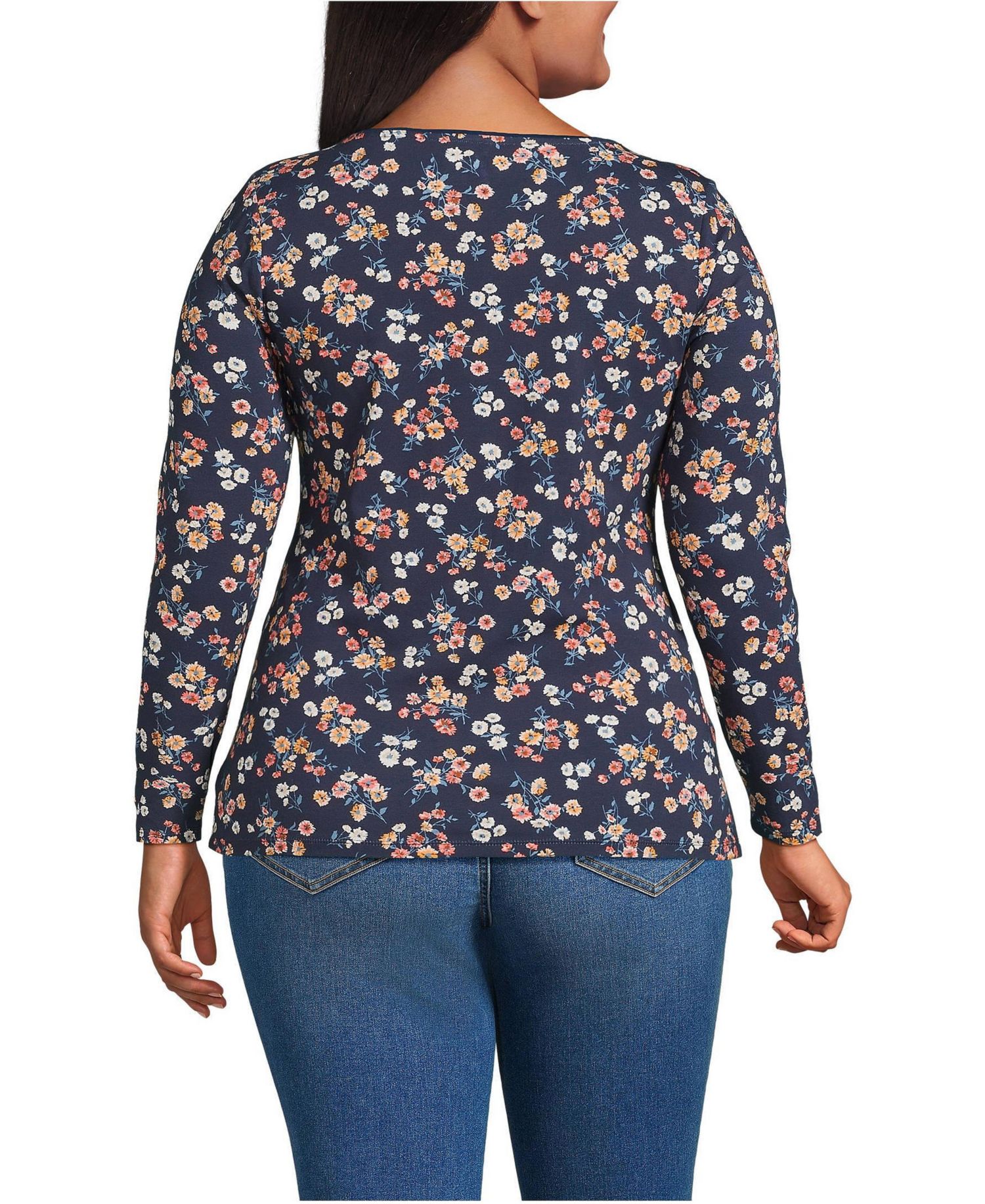 Women's Lightweight Jersey Skimming Long Sleeve Scoop Neck T-shirt
