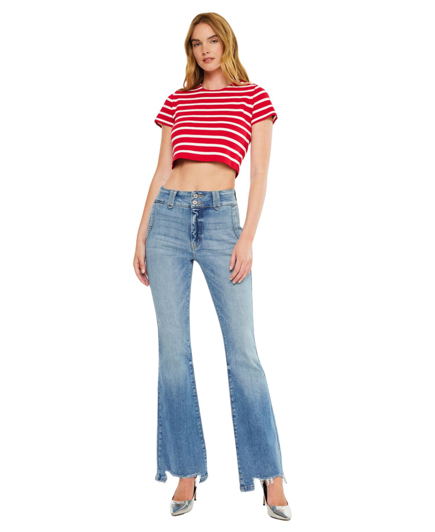 Women's Giselle High Rise Distressed Flare Jeans