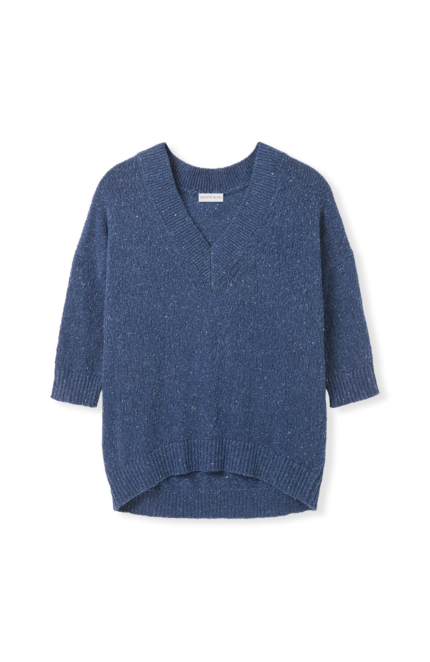 Women's Cotton Blend Flecked V-Neck Sweater