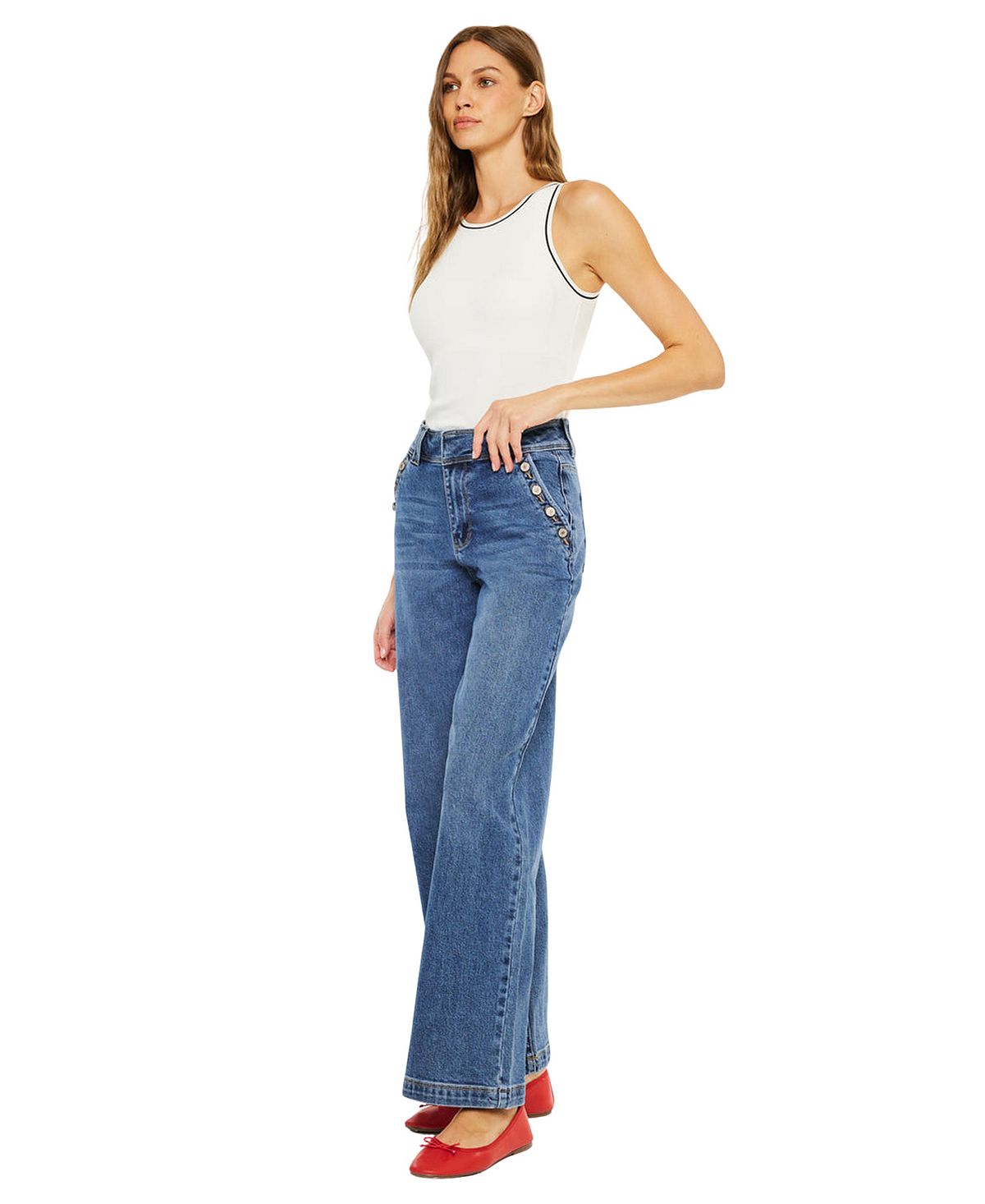 KanCan Women's Westwood Ultra High Rise Wide-Leg Jeans view 3 — MAYCSS fashion products