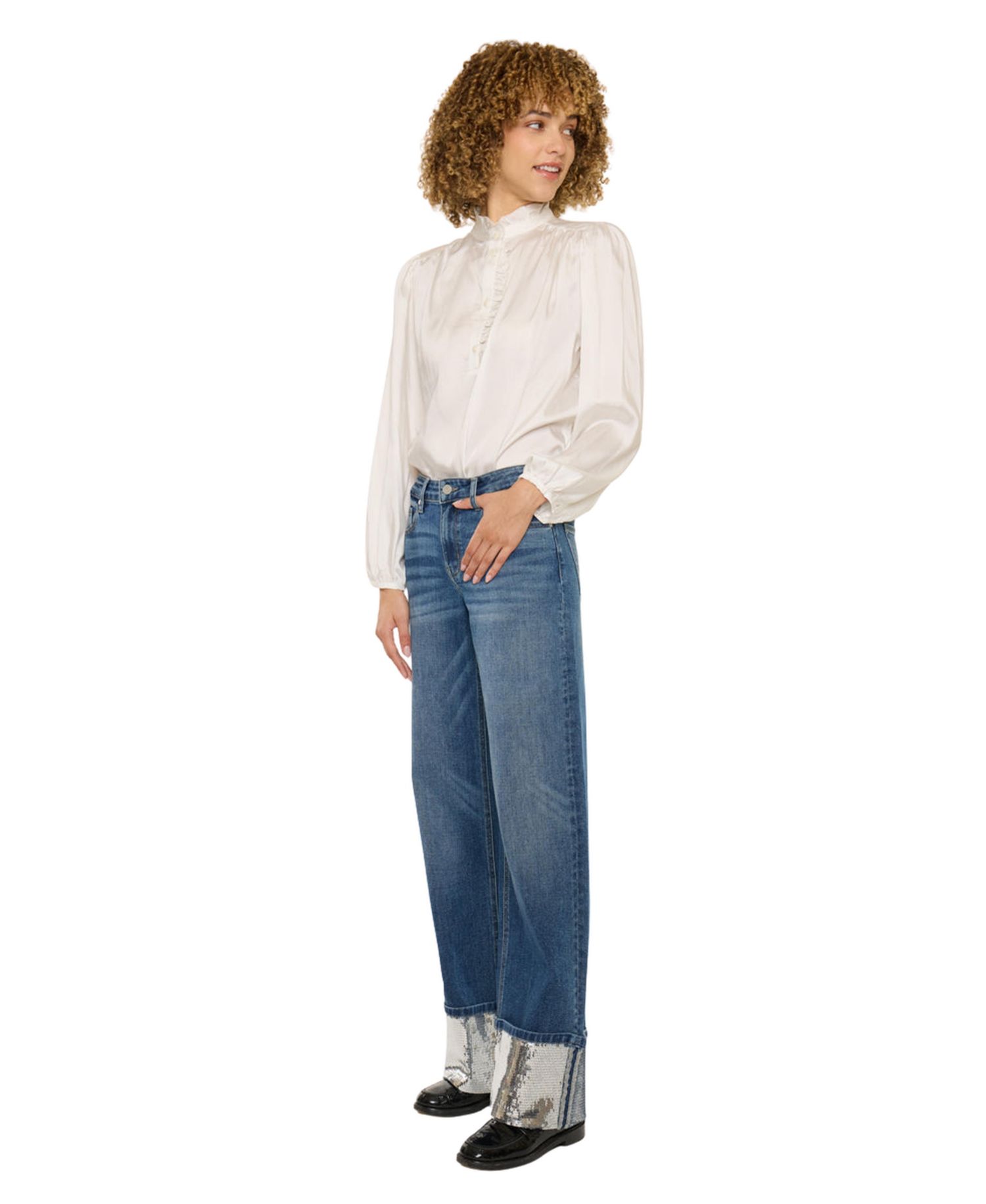 Women's USA Juniors' Mid-Rise Wide-Leg Jeans