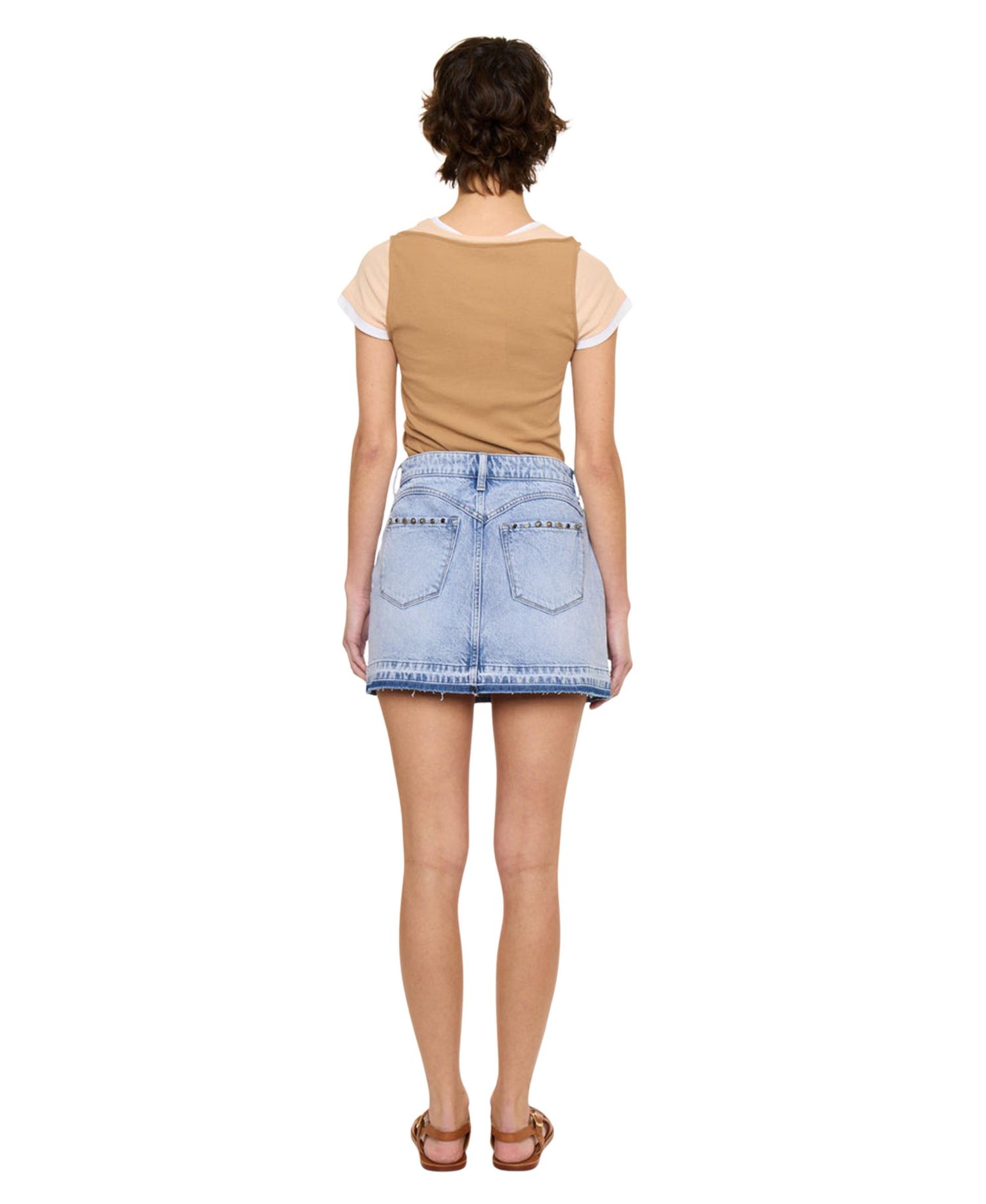 Women's USA Mildred Mid Rise Western Studded Denim Skirt