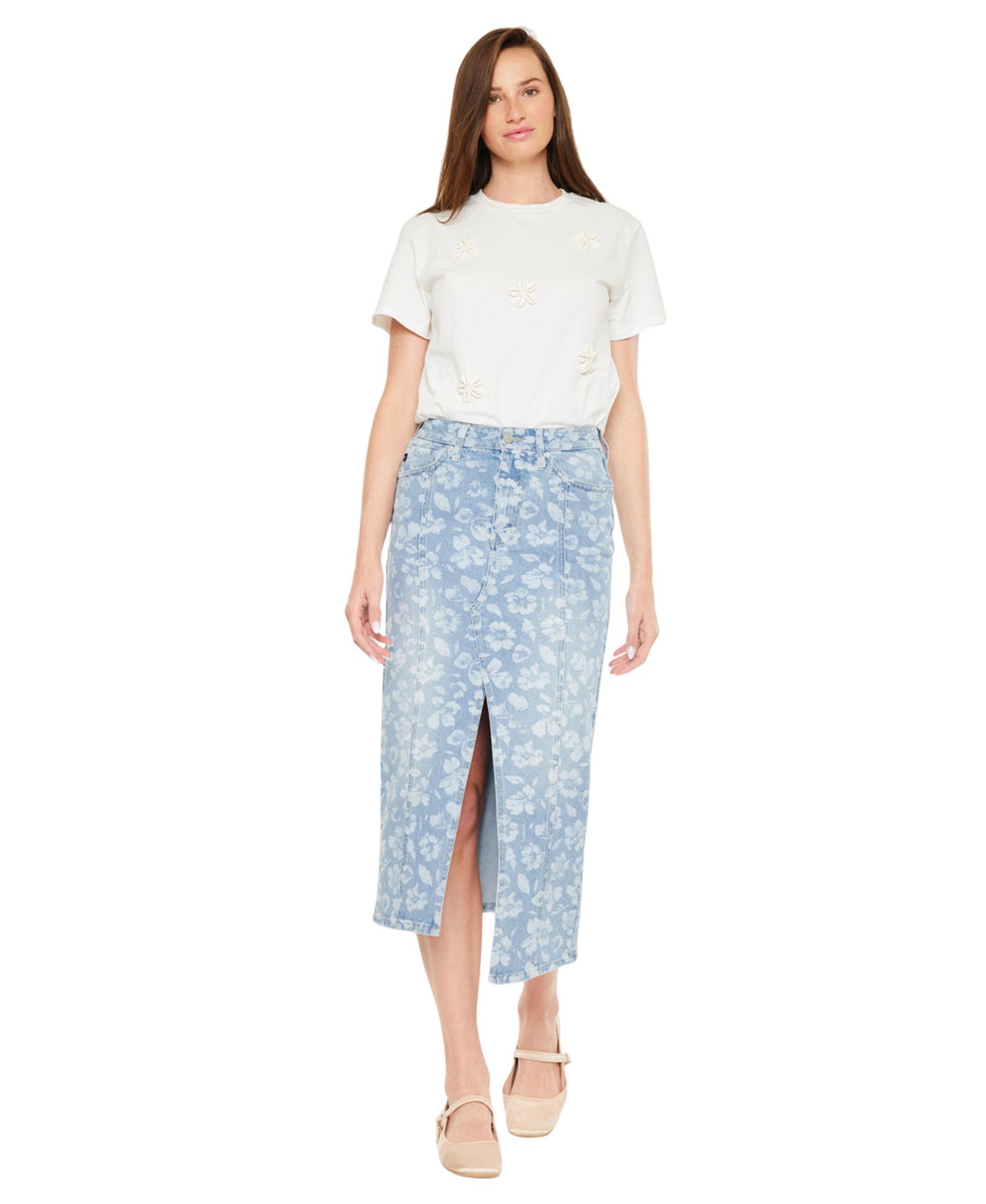 Women's Hibiscus High Rise Midi Skirt