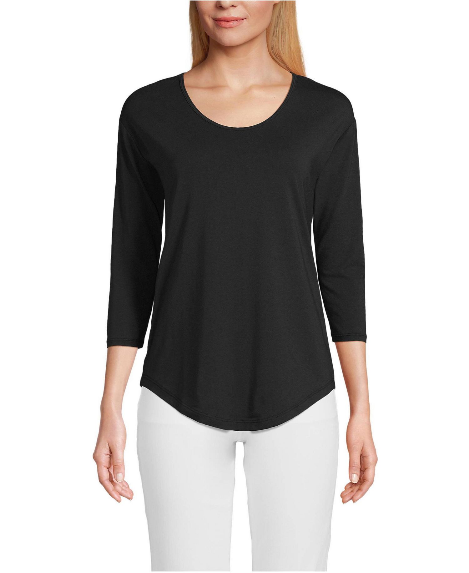 Women's 3/4 Sleeve Lightweight Jersey Shirttail Tee