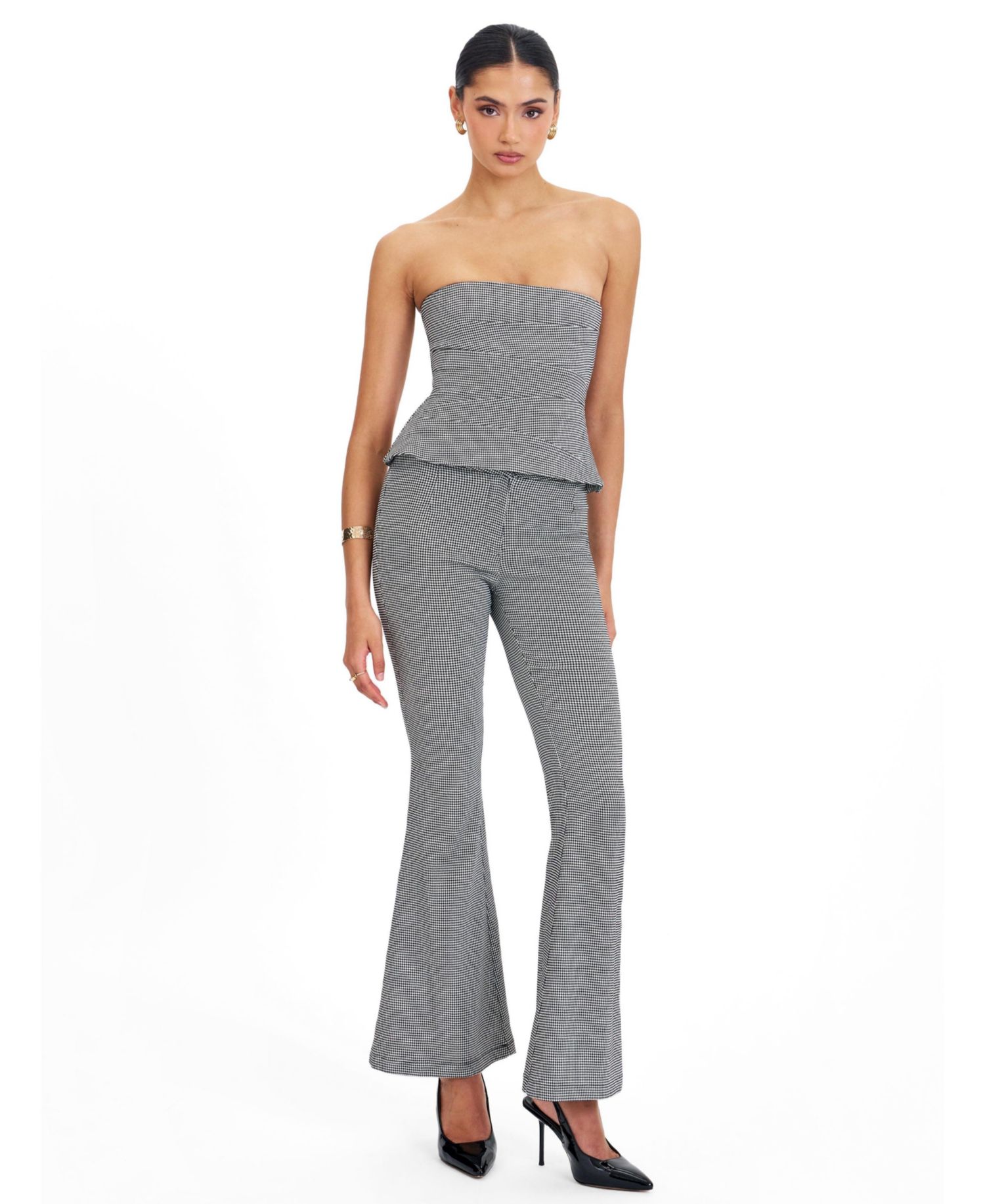 Women's Ulli Micro-Houndstooth Flared Pants