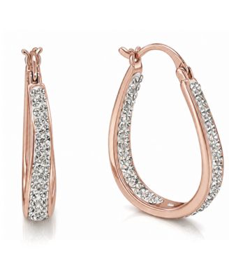 And Now This Crystal In & Out Teardrop Hoop Earrings in Silver Plate, Gold-Plate or Rose Gold Plate