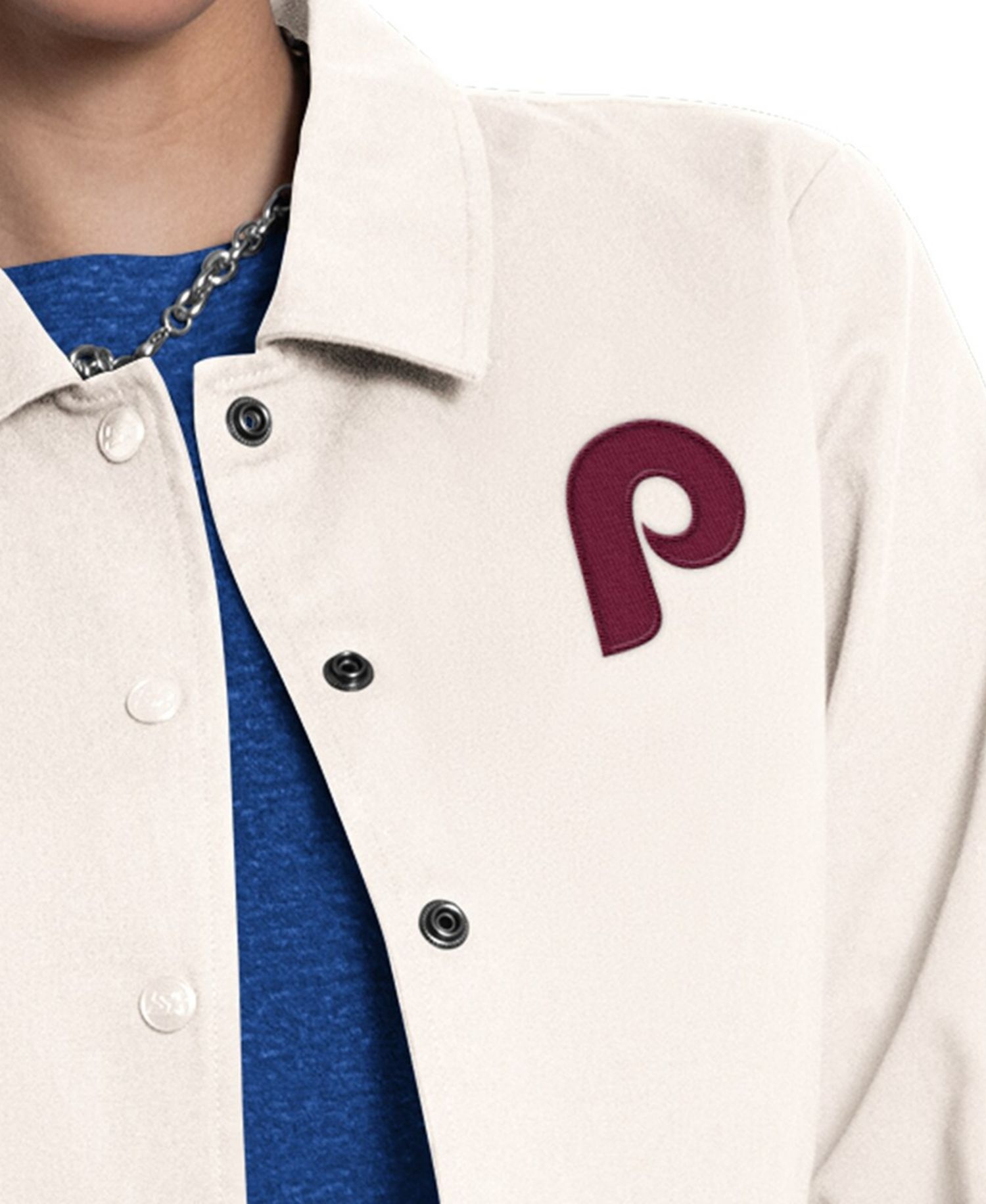 Women's Cream Philadelphia Phillies Cooperstown First Down Full-Snap Coaches Jacket