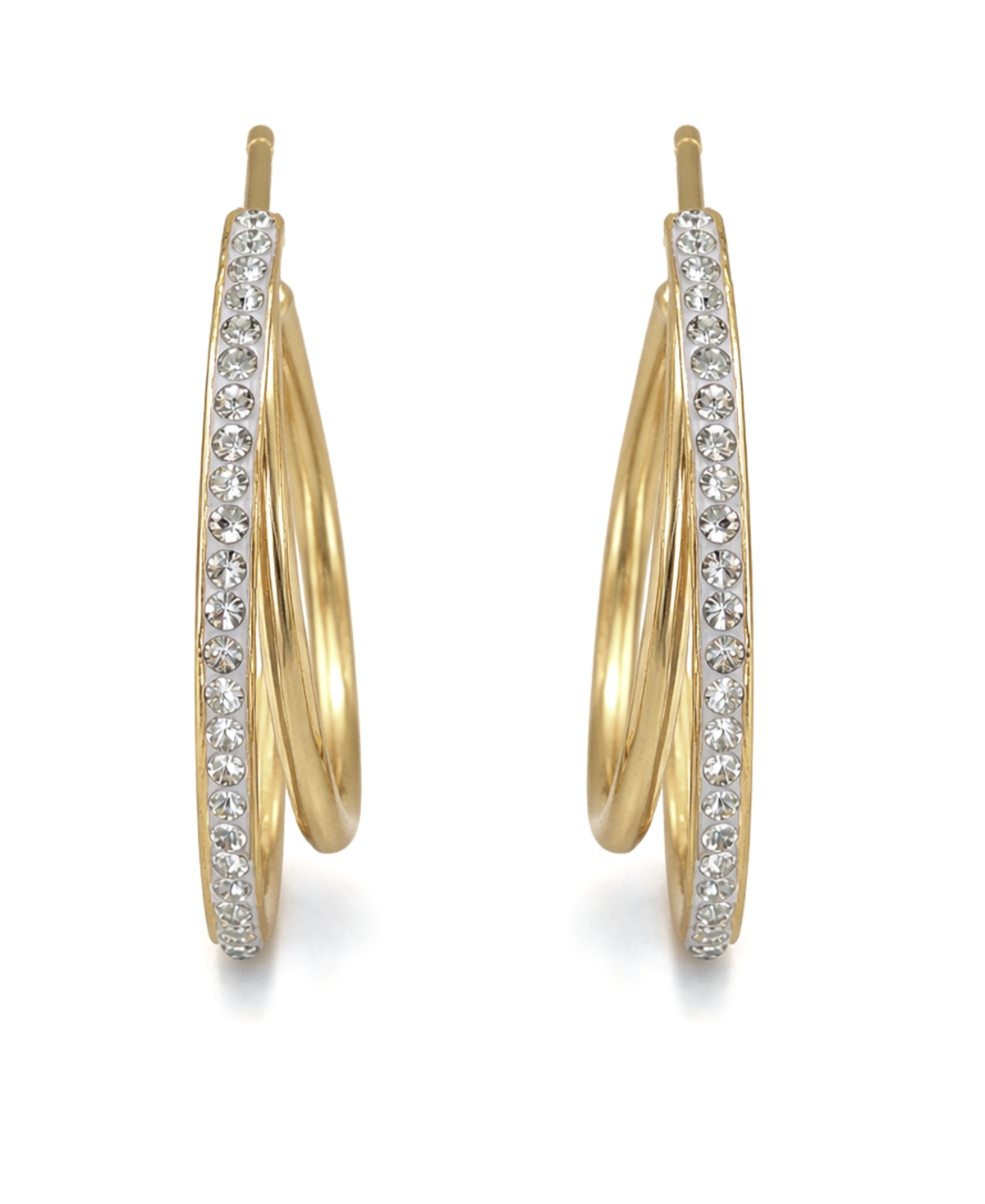 And Now This Crystal Double Row C Hoop Post Earrings