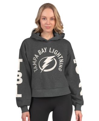 Women's Heather Charcoal Tampa Bay Lightning Star Player Cropped Fleece Hoodie