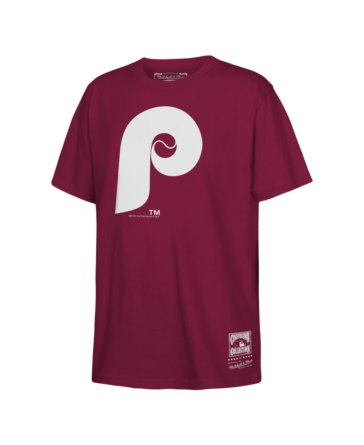 Mitchell & Ness Big Boys and Girls Burgundy Philadelphia Phillies Retro Logo T-Shirt - Burgundy