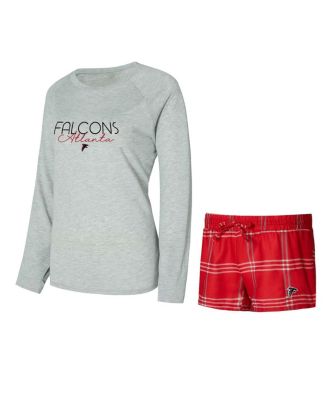 Women's Red/Gray Atlanta Falcons Petition Raglan Long Sleeve Top & Shorts Set