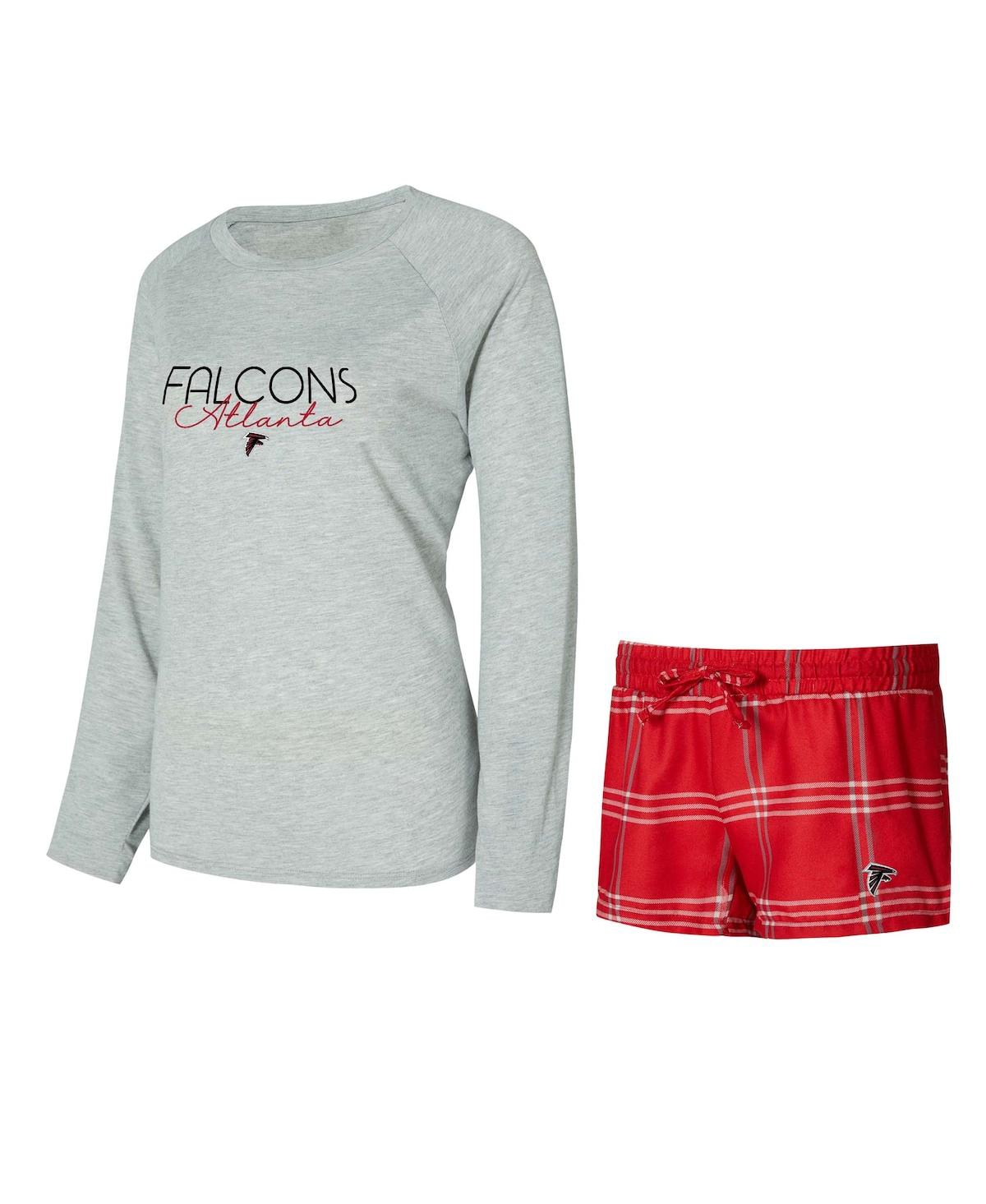 Concepts Sport Women's Red/Gray Atlanta Falcons Petition Raglan Long Sleeve Top and Shorts Set - Red, Gray