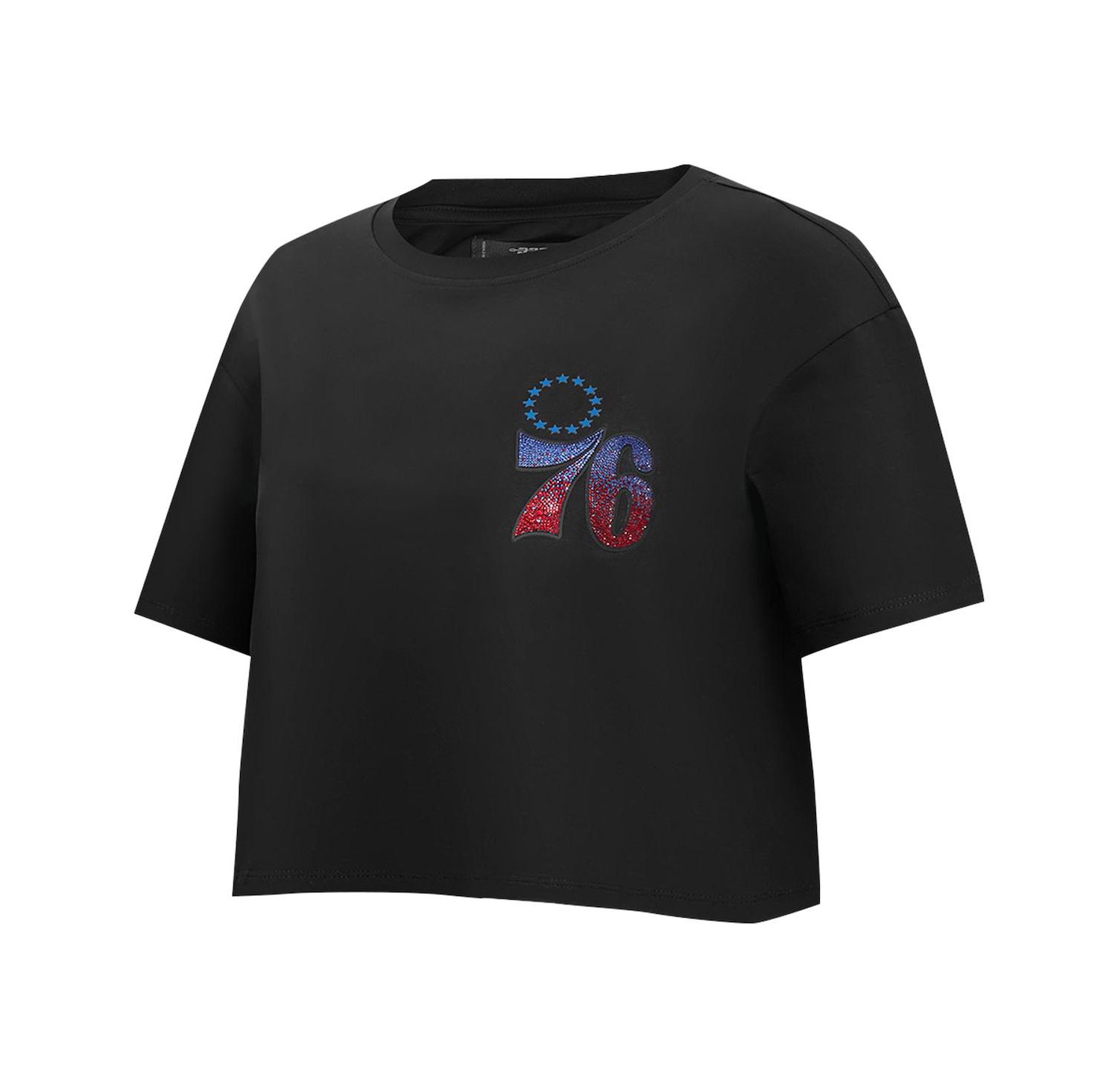 Women's Black Philadelphia 76ers Jewels Boxy Cropped T-Shirt