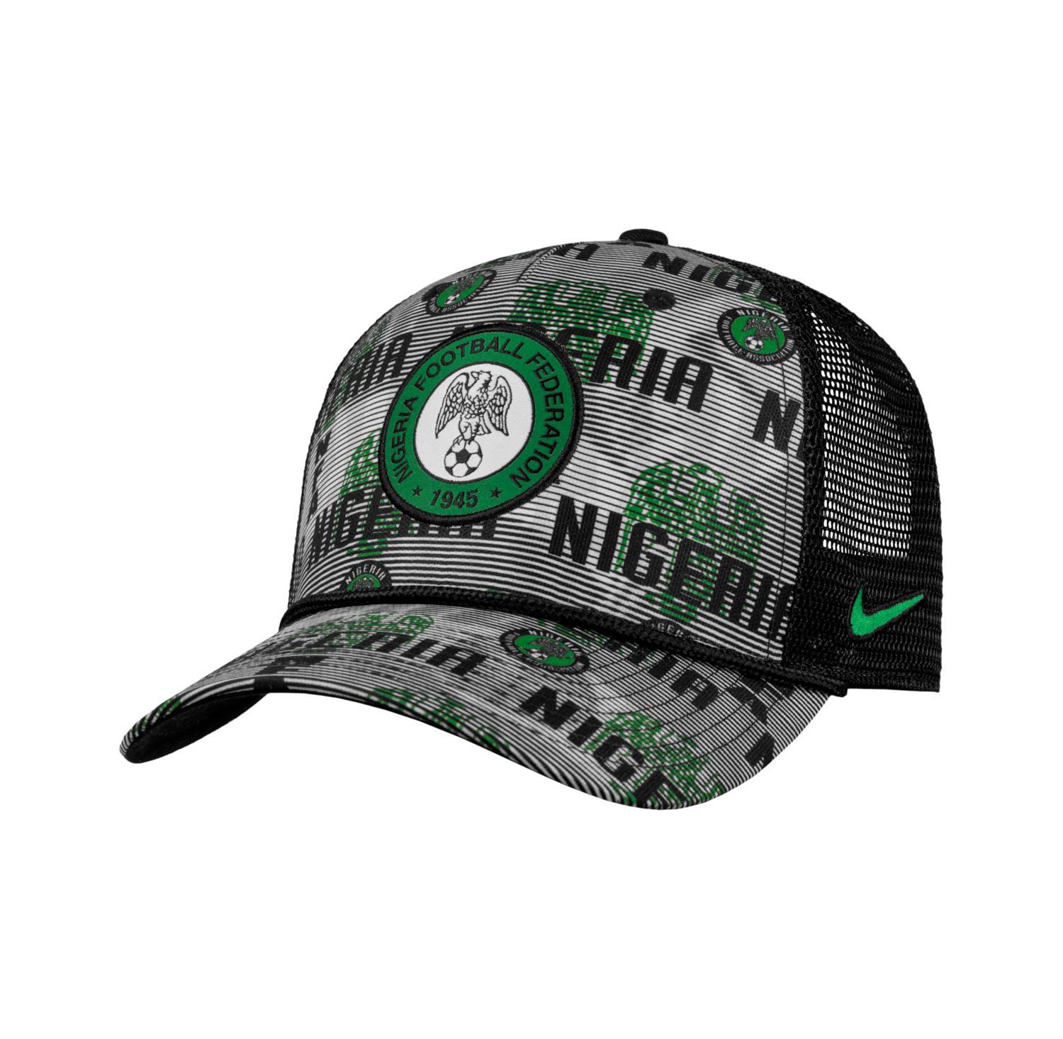 Men's Black Nigeria National Team Rise Rope Trucker A-Frame Adjustable Hat