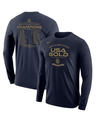 Men's Navy Men's USA Hockey 2026 Winter Olympics Gold Medal Roster Long Sleeve T-Shirt