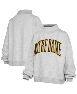Women's Heather Gray Notre Dame Fighting Irish Oversized Nelson Mock Neck Sweatshirt