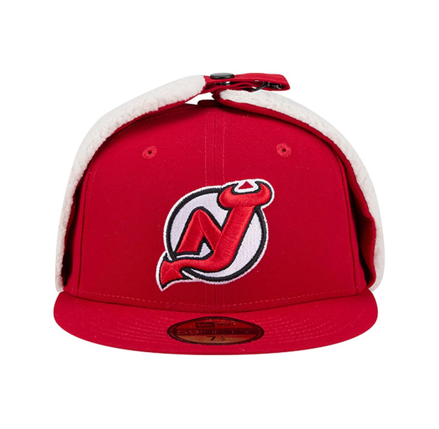 Men's Red New Jersey Devils Injection Dog Ear Classic Fitted Hat