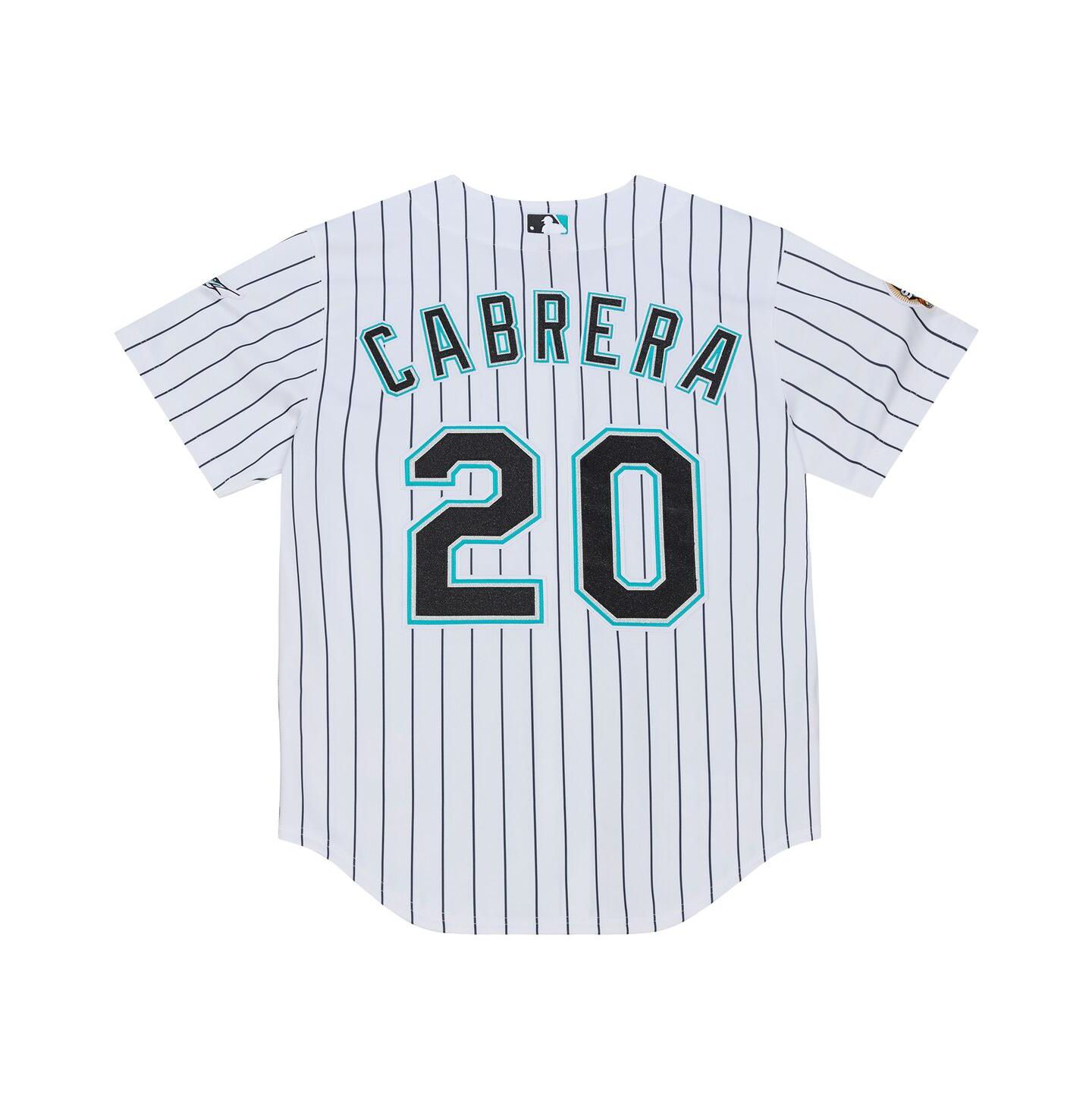 Мужской топ Mitchell & Ness Miguel Cabrera White Florida Marlins 2003 Cooperstown Collection Authentic Jersey — фото 3