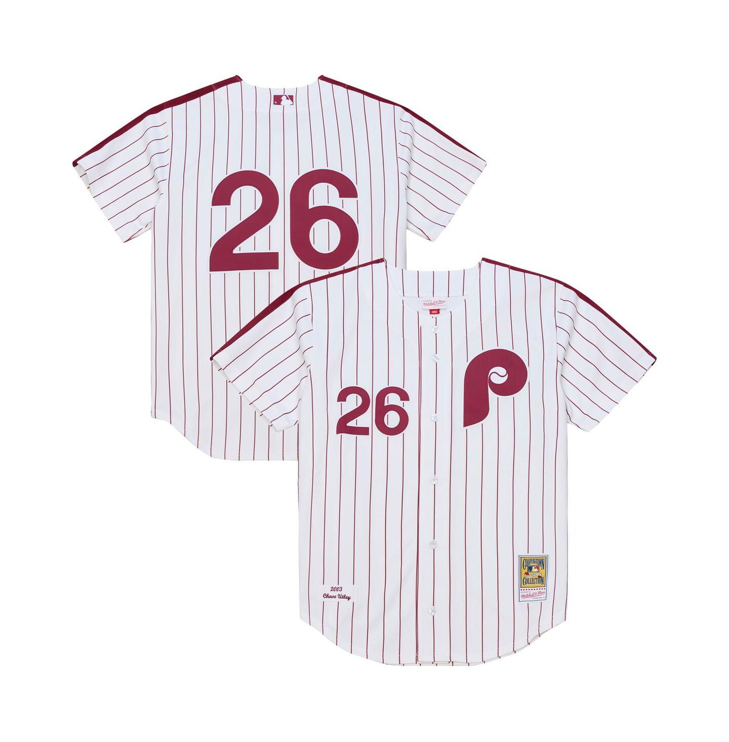 Мужской топ Mitchell & Ness Chase Utley White Philadelphia Phillies 2003 Cooperstown Collection Authentic Jersey — фото 1