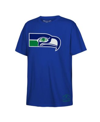 Big Boys and Girls Royal Seattle Seahawks Retro Logo T-Shirt