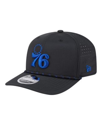 Men's Black Philadelphia 76ers Sport Rope Vented Stretch-Snap 9SEVENTY Hat