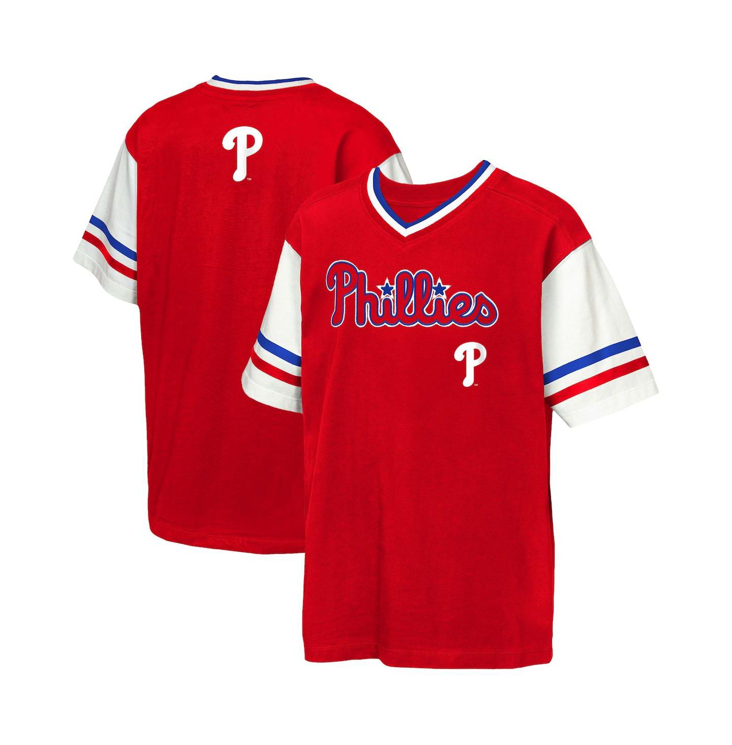 Детская футболка Outerstuff Red Philadelphia Phillies Big League Base Runner Ringer — фото 1