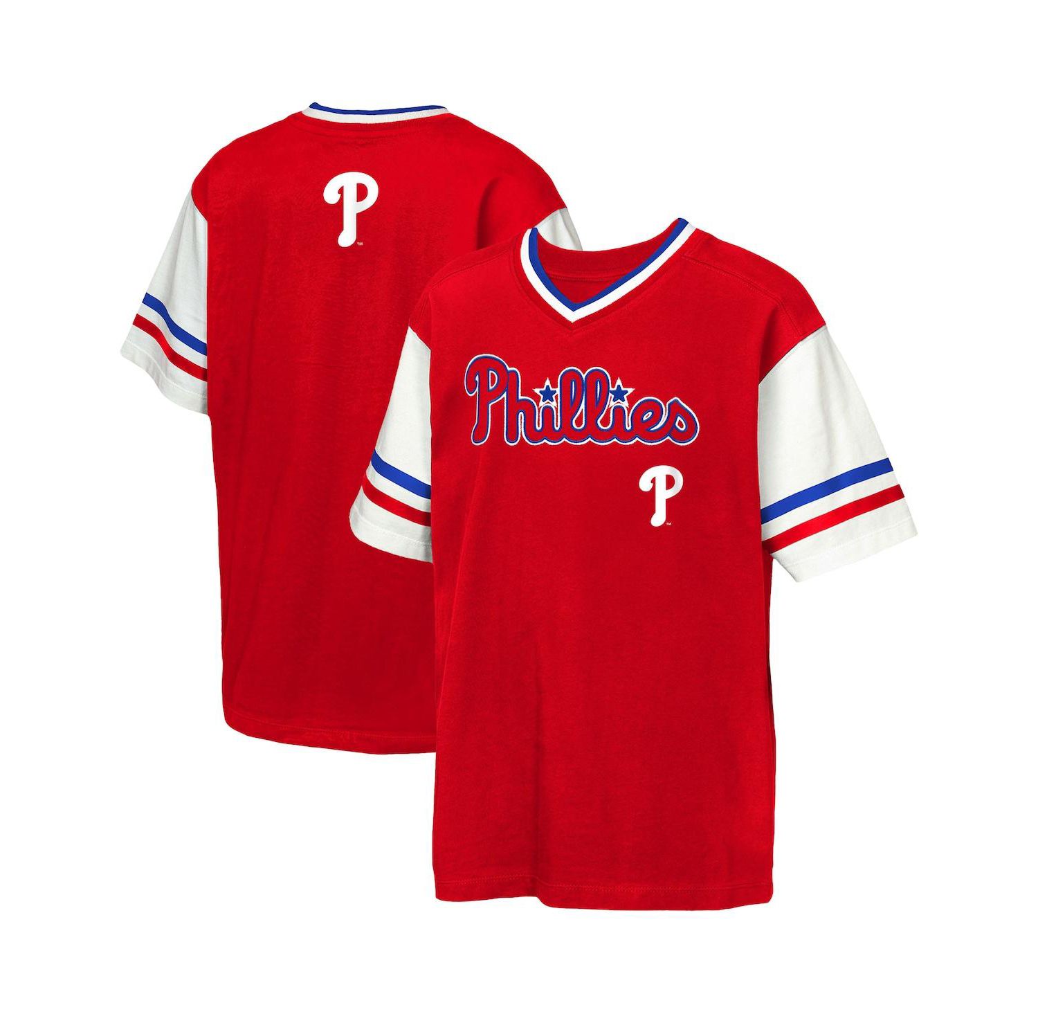 Big Boys and Girls Red Philadelphia Phillies Big League Base Runner Ringer T-Shirt