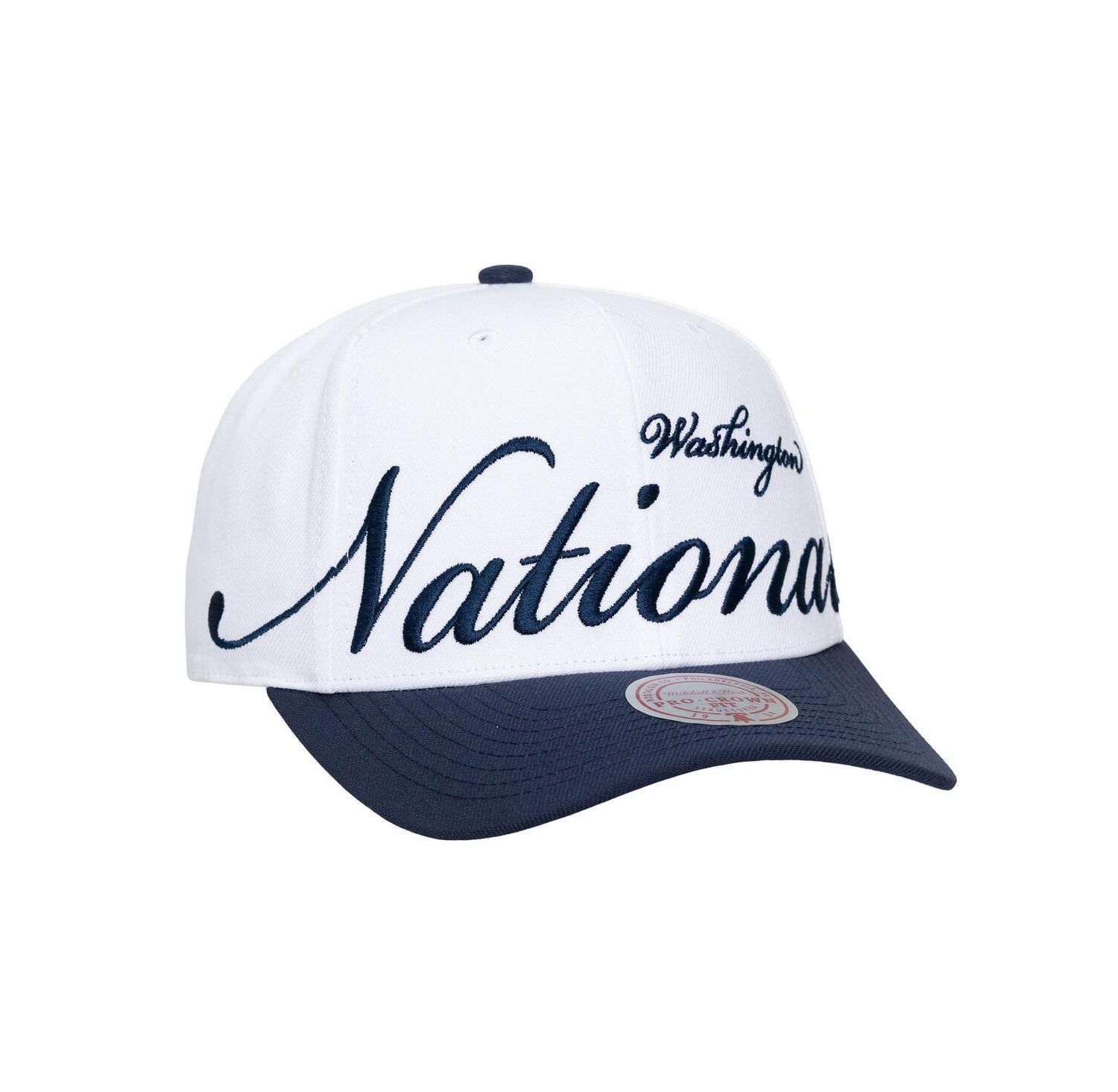 Men's and Women's White/Navy Washington Nationals XL Script Pro Crown Adjustable Hat