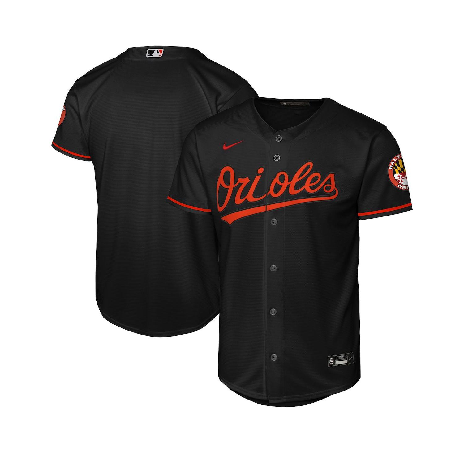 Big Boys and Girls Black Baltimore Orioles Alternate Stadium Jersey