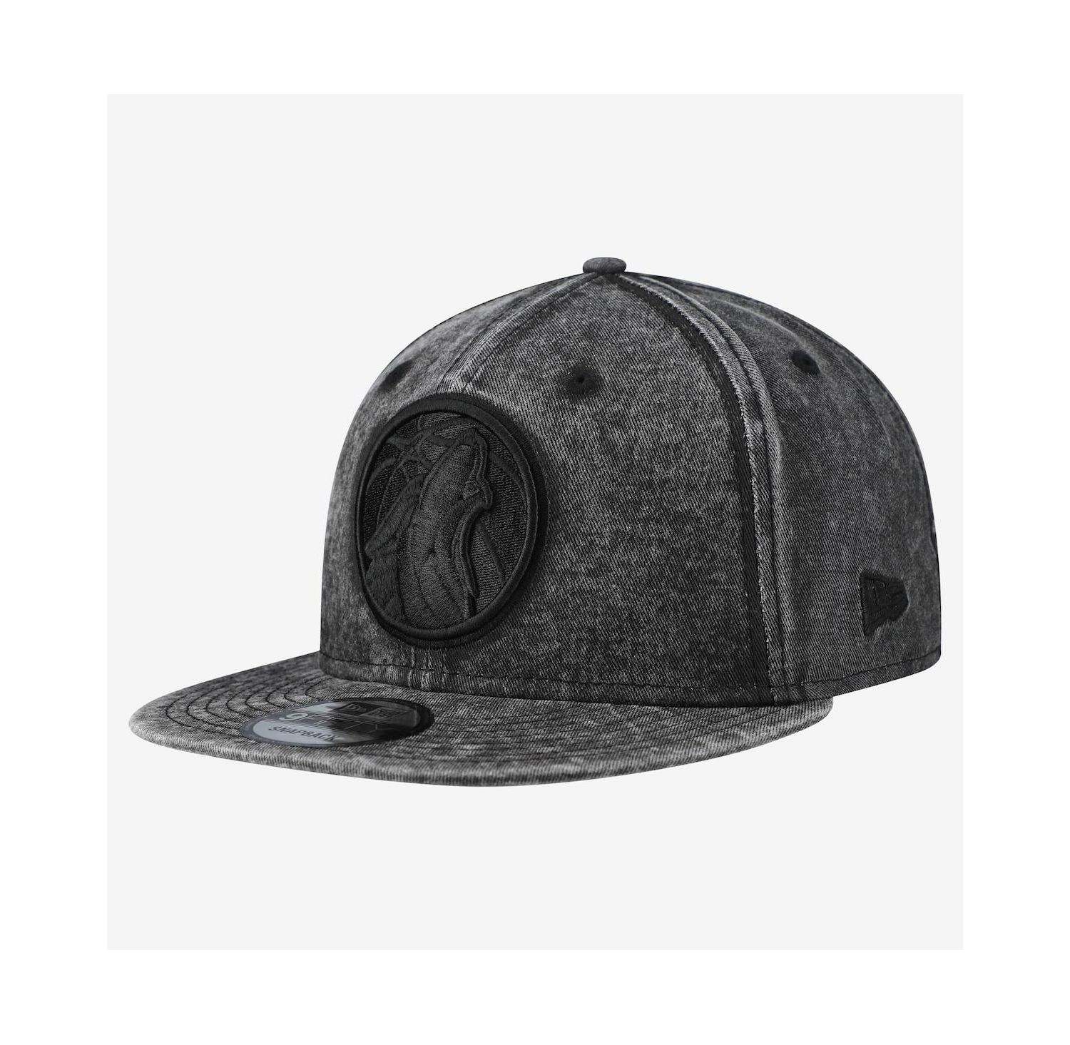 Men's Black Minnesota Timberwolves Washed Tonal 9FIFTY Snapback Hat