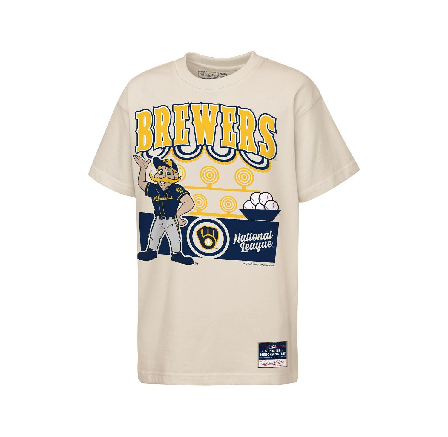 Big Boys and Girls Cream Milwaukee Brewers Step Back Up Mascot T-Shirt