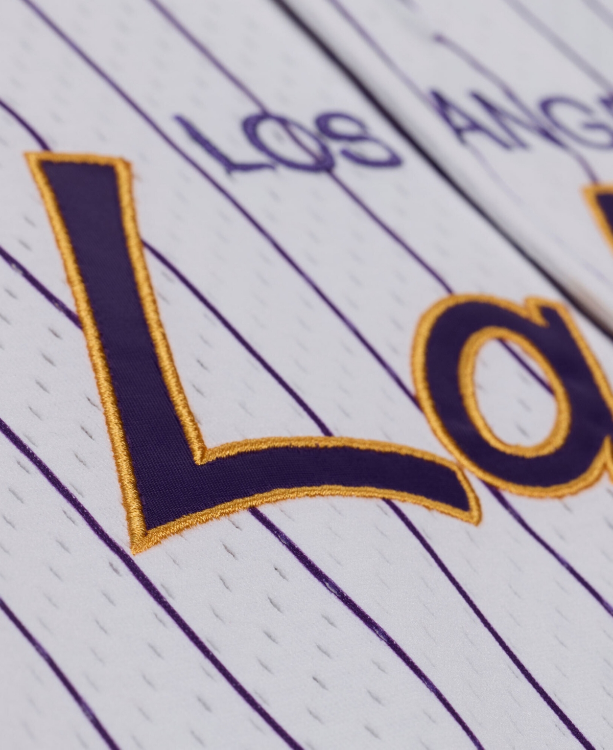 Mitchell & Ness Men's White Los Angeles Lakers Head Coach Pinstripe Mesh Full-Button Baseball Jersey