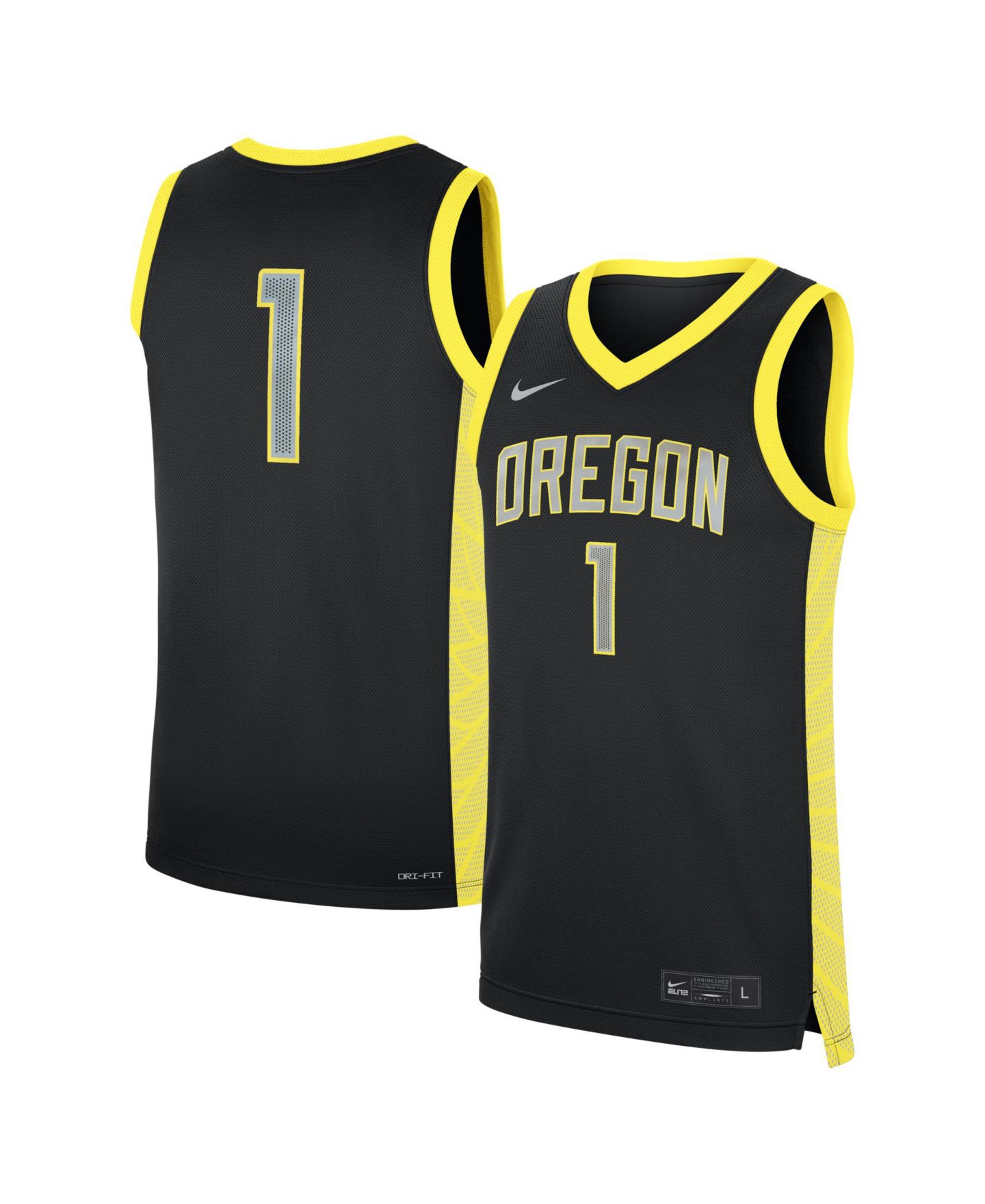 Мужской топ Nike Black Oregon Ducks #1 Alternate Replica Basketball Jersey — фото 1