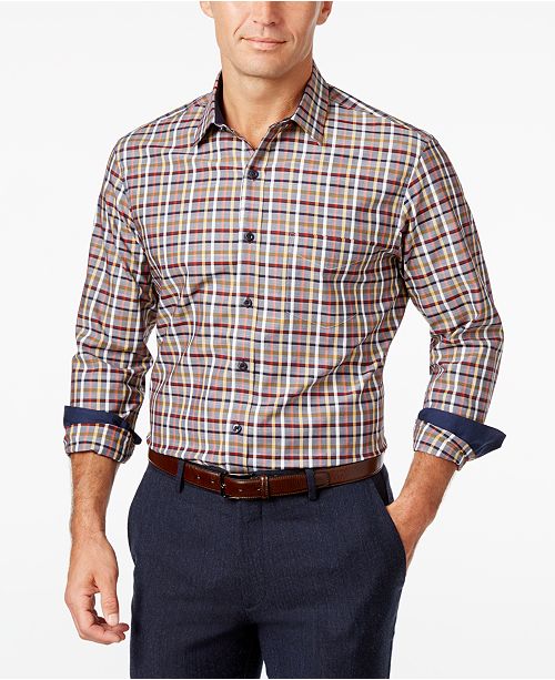 Tasso Elba Men's Plaid LongSleeve ClassicFit Shirt, Created for Macy
