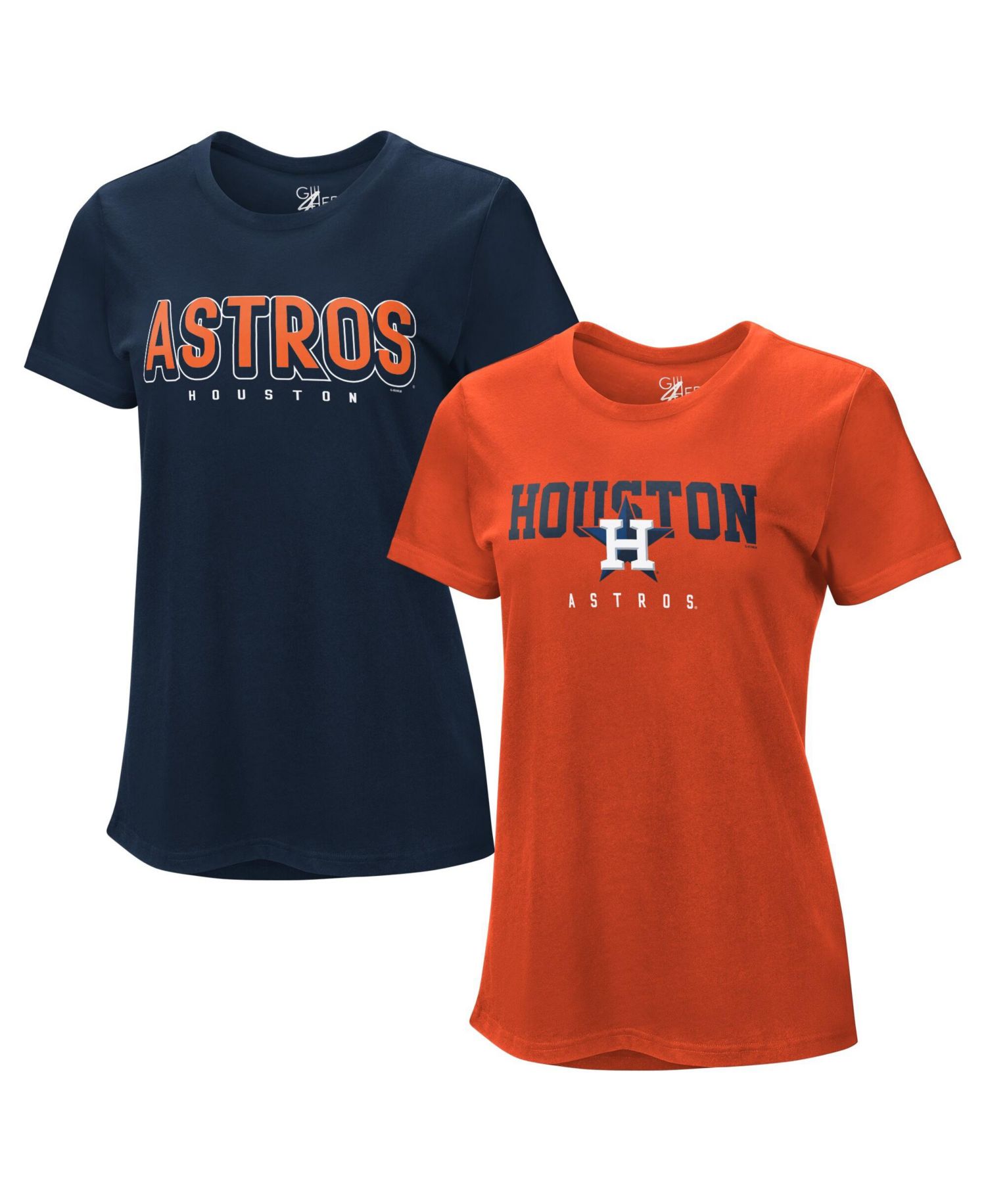 Women's Navy/Orange Houston Astros Two T-Shirt Combo Pack