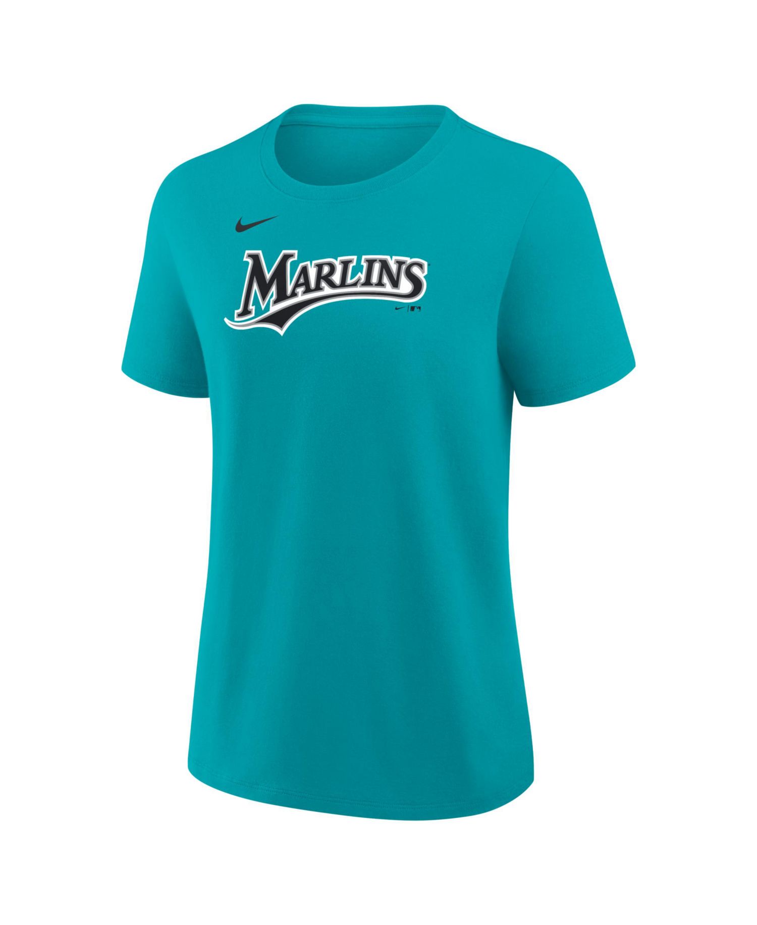 Women's Sandy Alcantara Teal Miami Marlins Name and Number T-Shirt
