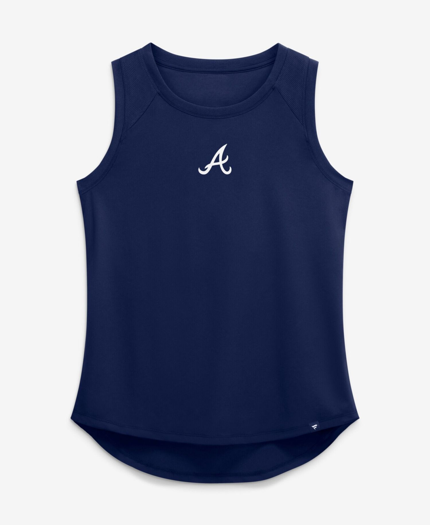 Women's Navy Atlanta Braves Draped Mesh Back Performance Tank Top