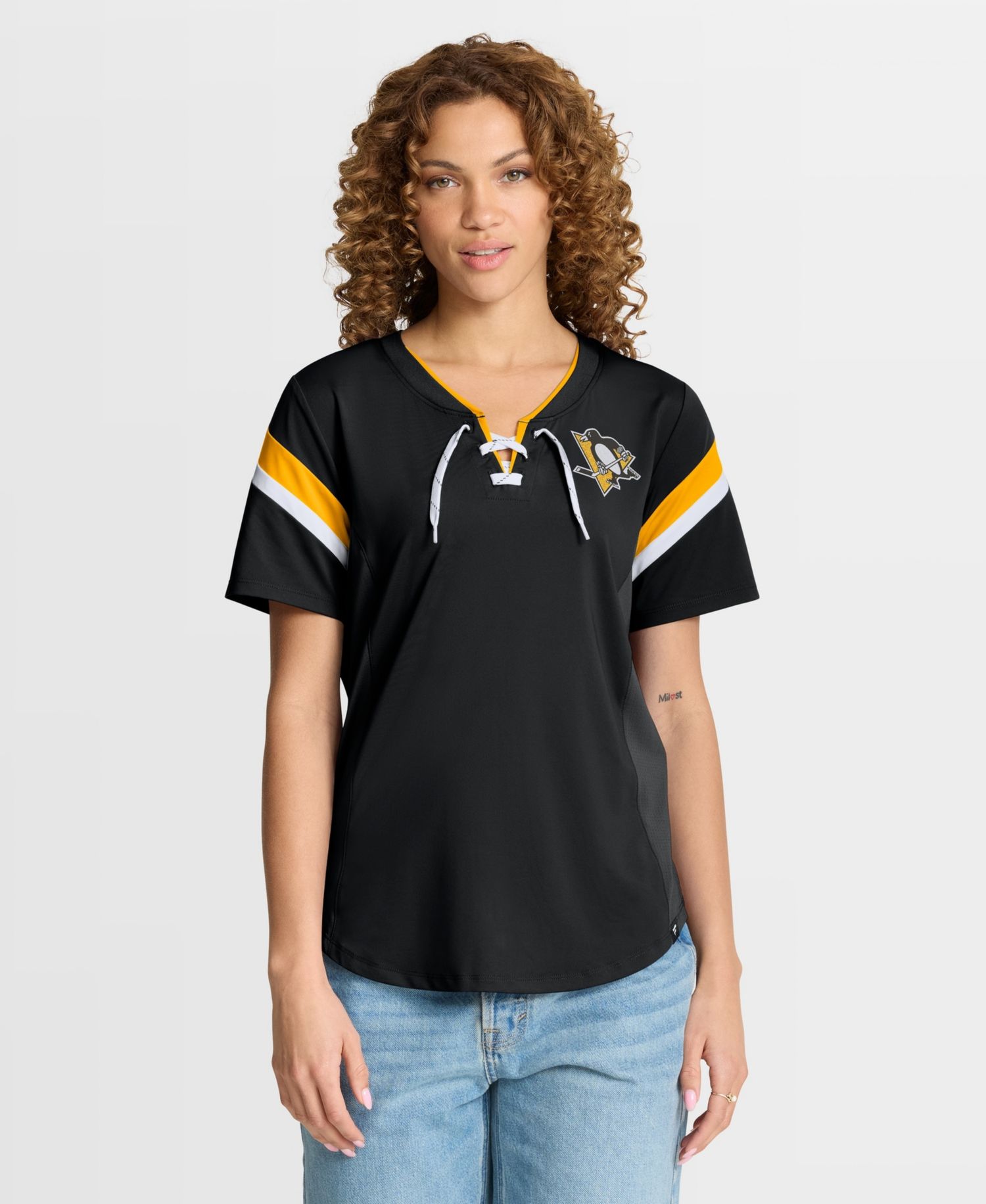 Women's Black Pittsburgh Penguins Offside Athena T-Shirt