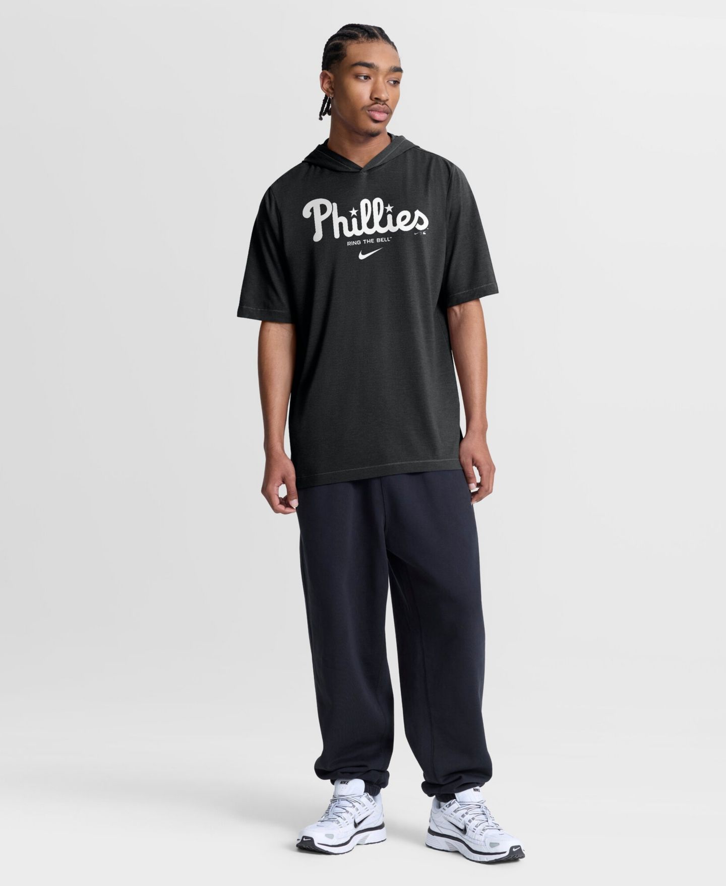 Мужская футболка Nike Black Philadelphia Phillies Arched Wordmark Tri-Blend Hooded — фото 5