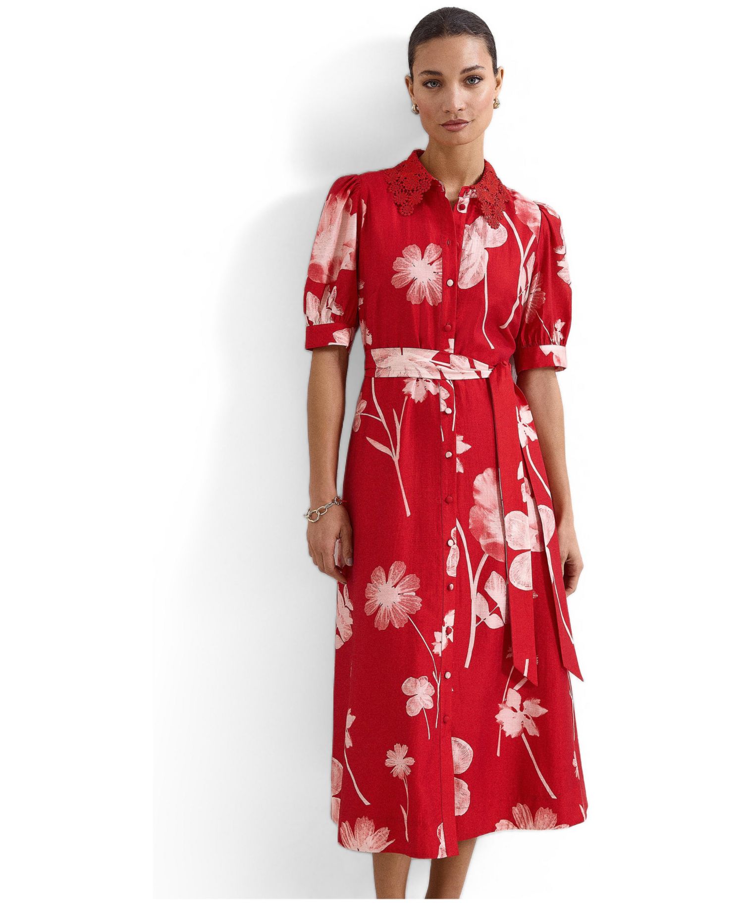 Women's Delphine Belted Midi Shirt Dress