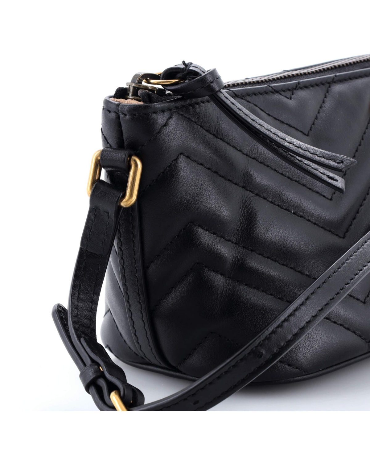 Pre-Owned Gucci Small Gg Marmont Pochette Shoulder Bag Matelasse Leather