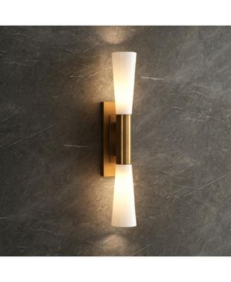 21.7" Wall Sconces, 2-Light Modern Wall Light Fixture with Frosted Glass Shade