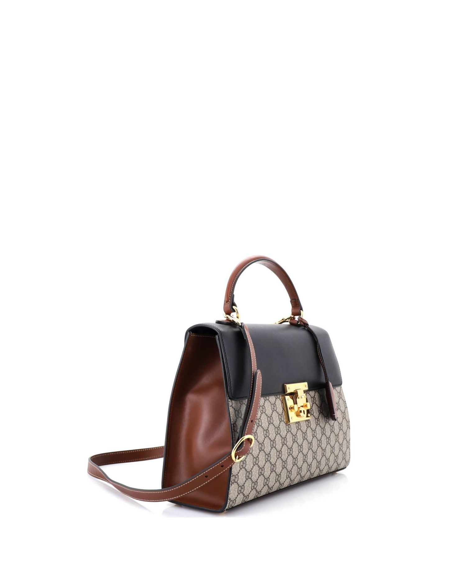 Medium Padlock Top Handle Bag GG Coated Canvas and Leather