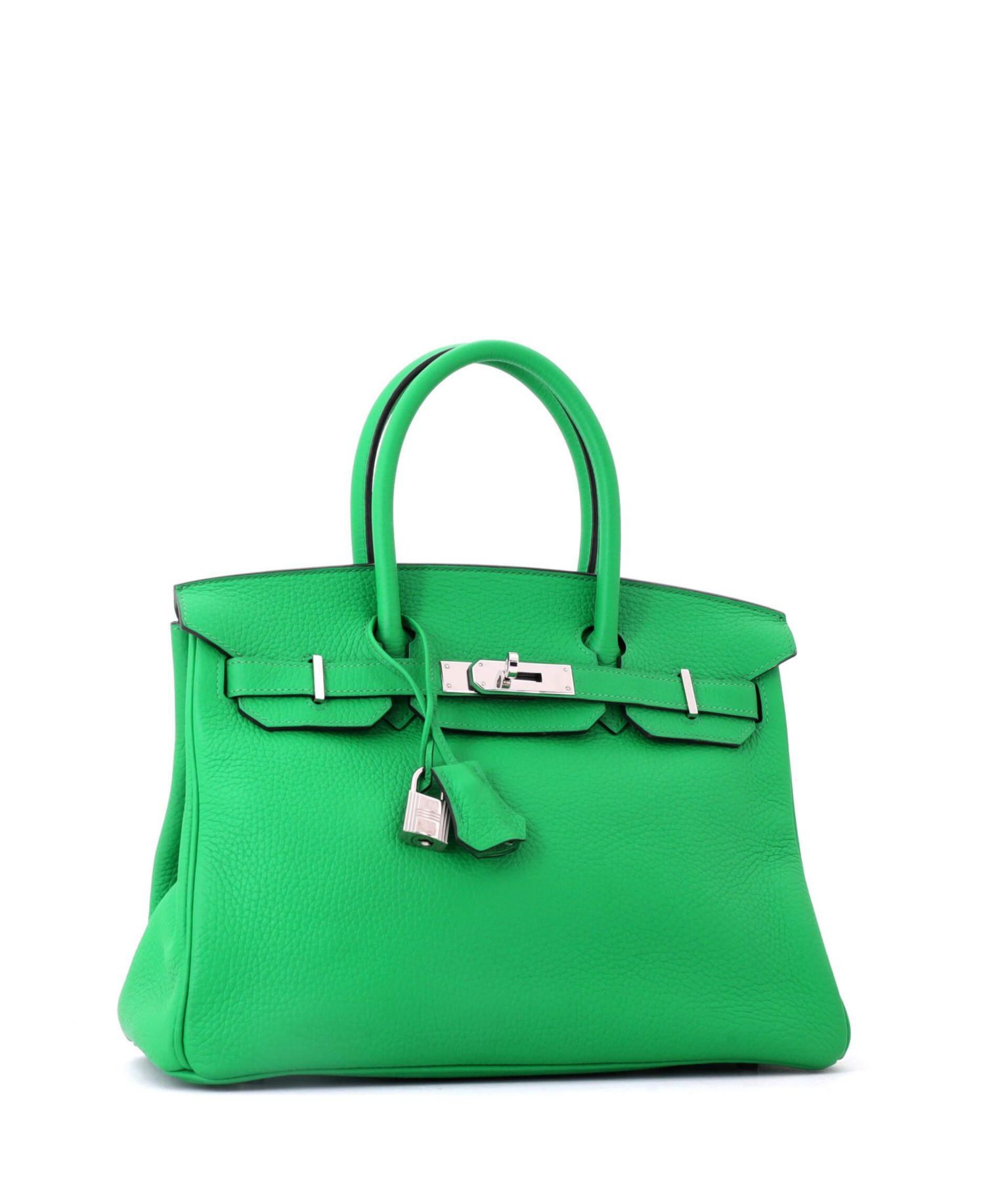 Birkin 30 Handbag Green Clemence with Palladium Hardware