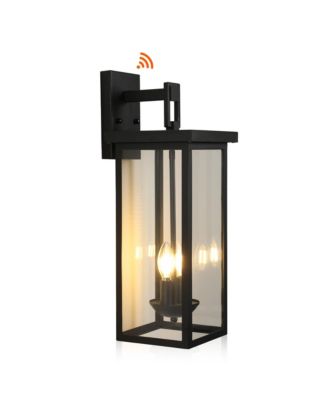 22 Inch Outdoor Wall Lantern with Dusk to Dawn Sensor Clear Glass Panels Weatherproof Exterior 2 Light Design No Bulb