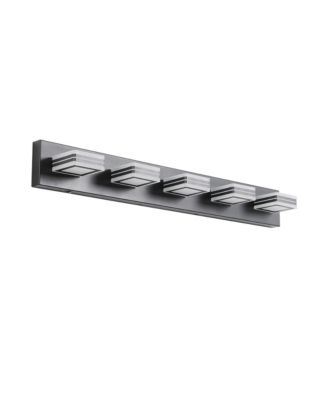 34 Inch Modern 5 Light LED Vanity Light Sleek Bathroom Wall Fixture Iron and Acrylic Dimmable for Mirror Lighting
